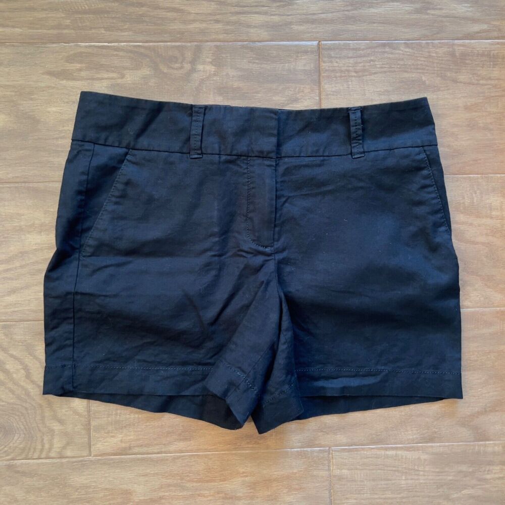 Talbots 5" Midi Chino Shorts Size 8 Black Linen Blend